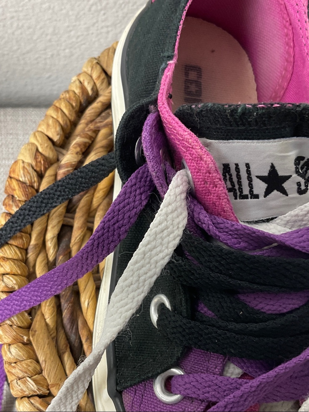 Converse All Star 129411F Pink Purple Black Patchwork Low Top Women’s 6/Kids 4 - Picture 5 of 9